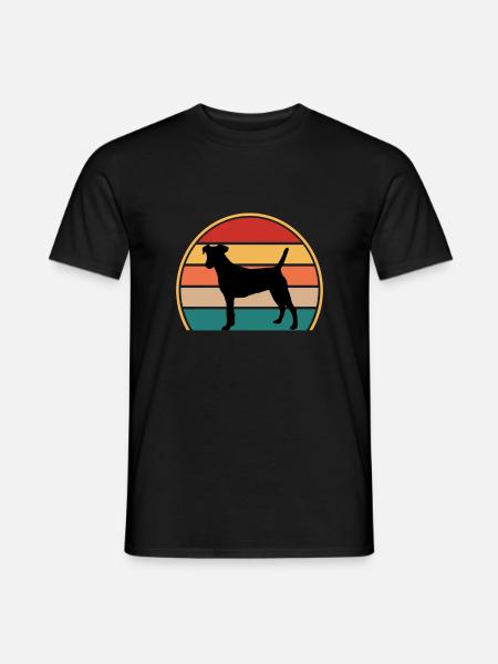 Chilien Fox Terrier Dog Silhouette Rétro Coucher de soleil - T-shirt homme - noir