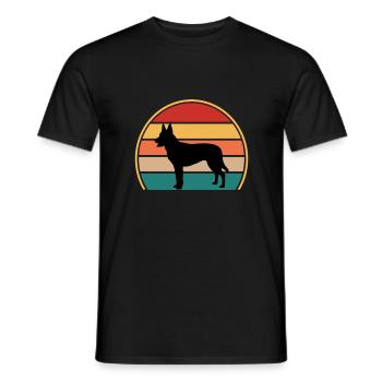 Berger Hollandais Chien Amoureux Silhouette Vintage Coucher de Soleil - T-shirt homme - noir - Devant - AI Model Male 178 light (178cm)