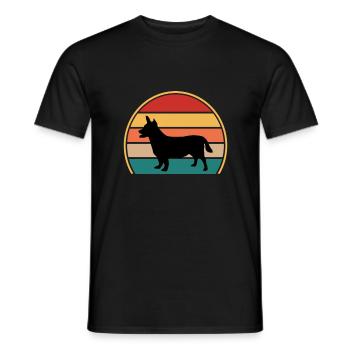 Lancashire Heeler Dog Love Silhouette Retro Sunset - Men's T-Shirt - black - Front - AI Model Male 178 light (178cm)