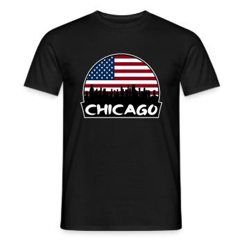 Chicago Illinois États-Unis Flag Skyline Silhouette Trave - T-shirt homme - noir - Devant - AI Model Male 178 light (178cm)