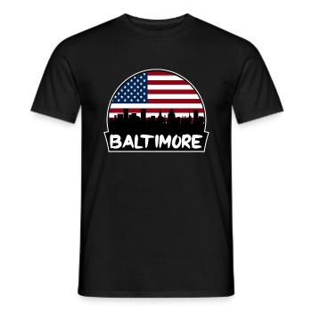 Baltimore Maryland USA Flagge Skyline Silhouette Tra - Männer T-Shirt - Schwarz - Vorne - AI Model Male 178 light (178cm)