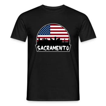 Sacramento Kalifornien USA Flagge Skyline Silhouette - Männer T-Shirt - Schwarz - Vorne - AI Model Male 178 light (178cm)
