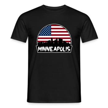 Minneapolis Minnesota Usa Flag Skyline Silhouette - Men's T-Shirt - black - Front - AI Model Male 178 light (178cm)
