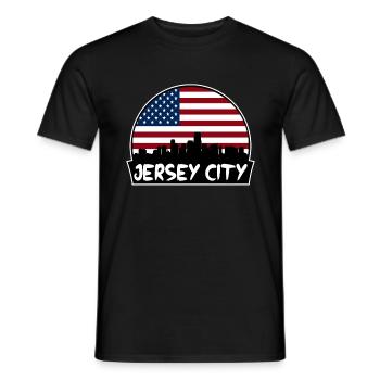 Jersey City New Jersey États-Unis Flag Skyline Silhouette - T-shirt homme - noir - Devant - AI Model Male 178 light (178cm)