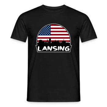 Lansing Michigan États-Unis Flag Skyline Silhouette Trave - T-shirt homme - noir - Devant - AI Model Male 178 light (178cm)