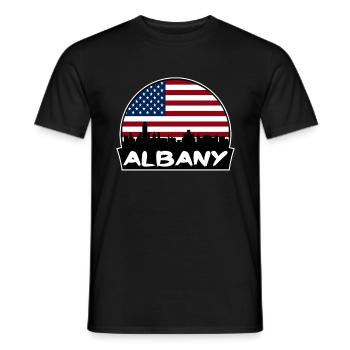 Albany, New York, USA, Flagge, Skyline, Silhouette, Reisen - Männer T-Shirt - Schwarz - Vorne - AI Model Male 178 light (178cm)