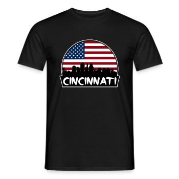 Cincinnati Ohio Usa Flag Skyline Silhouette Travel - Men's T-Shirt - black - Front - AI Model Male 178 light (178cm)