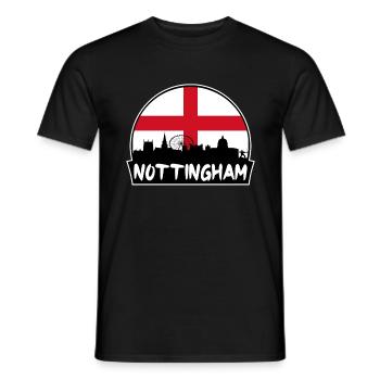 Nottingham Angleterre Flag Skyline Silhouette Voyage - T-shirt homme - noir - Devant - AI Model Male 178 light (178cm)