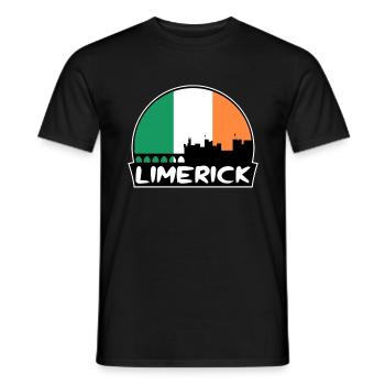 Limerick Ireland Flag Skyline Silhouette Travel - Men's T-Shirt - black - Front - AI Model Male 178 light (178cm)
