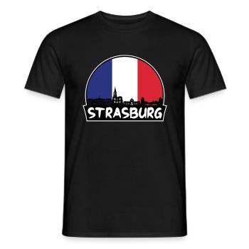 Strasbourg France Flag Skyline Silhouette Voyage - T-shirt homme - noir - Devant - AI Model Male 178 light (178cm)