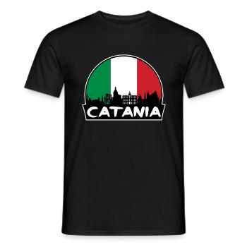 Catane Italie Flag Skyline Silhouette Voyage - T-shirt homme - noir - Devant - AI Model Male 178 light (178cm)