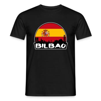 Bilbao Spanien Flagge Skyline Silhouette Reisen - Männer T-Shirt - Schwarz - Vorne - AI Model Male 178 light (178cm)