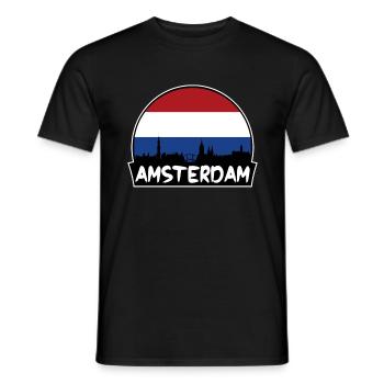Amsterdam Pays-Bas Flag Skyline Silhouette - T-shirt homme - noir - Devant - AI Model Male 178 light (178cm)