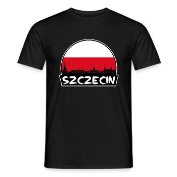 Szczecin Pologne Flag Skyline Silhouette Voyage - T-shirt homme - noir - Devant - AI Model Male 178 light (178cm)
