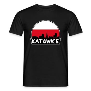 Katowice Pologne Flag Skyline Silhouette Voyage - T-shirt homme - noir - Devant - AI Model Male 178 light (178cm)