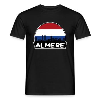 Almere Pays-Bas Flag Skyline Silhouette Voyage - T-shirt homme - noir - Devant - AI Model Male 178 light (178cm)