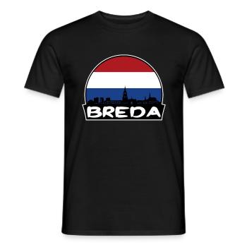Breda Pays-Bas Flag Skyline Silhouette Voyage - T-shirt homme - noir - Devant - AI Model Male 178 light (178cm)