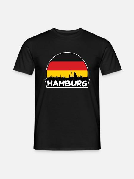 Hamburgo Alemania Bandera Skyline Silhouette Travel - Mænd T-shirt - sort