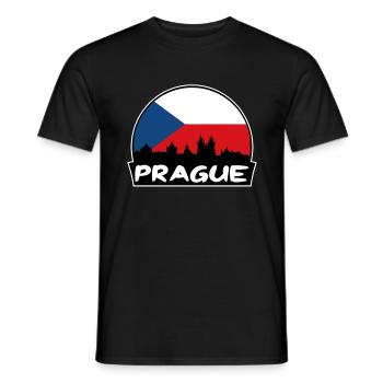 Prag Tschechien Flagge Skyline Silhouette Reisen - Männer T-Shirt - Schwarz - Vorne - AI Model Male 178 light (178cm)