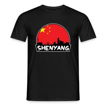 Shenyang Chine Flag Skyline Silhouette Voyage - T-shirt homme - noir - Devant - AI Model Male 178 light (178cm)