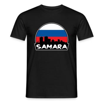 Samara Russie Flag Skyline Silhouette Voyage - T-shirt homme - noir - Devant - AI Model Male 178 light (178cm)