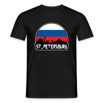St.Petersburg Russia Flag Skyline Silhouette Trave - Men's T-Shirt - black - Front - AI Model Male 178 light (178cm)