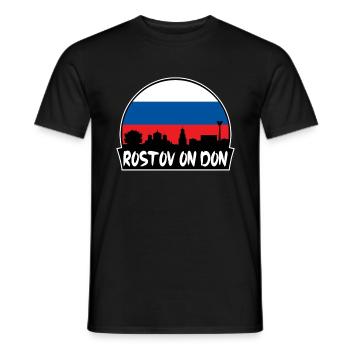 Rostov On Don Russie Flag Skyline Silhouette Trave - T-shirt homme - noir - Devant - AI Model Male 178 light (178cm)