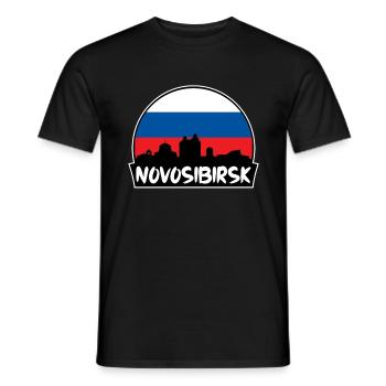 Novossibirsk Russie Flag Skyline Silhouette Voyage - T-shirt homme - noir - Devant - AI Model Male 178 light (178cm)