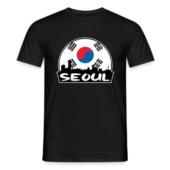 Seoul South Korea Flag Skyline Silhouette Travel - Men's T-Shirt - black - Front - AI Model Male 178 light (178cm)