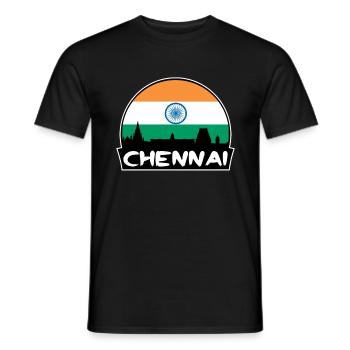 Chennai Inde Flag Skyline Silhouette Voyage - T-shirt homme - noir - Devant - AI Model Male 178 light (178cm)