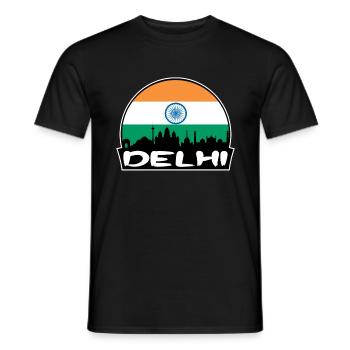 Delhi Inde Flag Skyline Silhouette Voyage - T-shirt homme - noir - Devant - AI Model Male 178 light (178cm)
