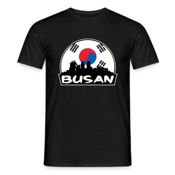 Busan, Corée du Sud, drapeau, Skyline, silhouette, voyage - T-shirt homme - noir - Devant - AI Model Male 178 light (178cm)