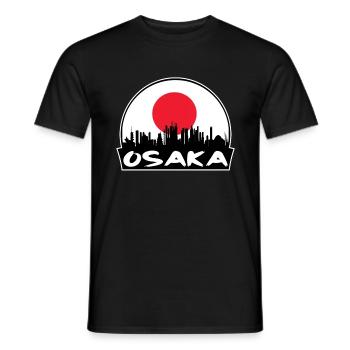Osaka Japan Flagge Skyline Silhouette Reisen - Männer T-Shirt - Schwarz - Vorne - AI Model Male 178 light (178cm)