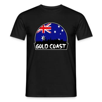 Gold Coast Australia Flag Skyline Silhouette Trave - Men's T-Shirt - black - Front - AI Model Male 178 light (178cm)