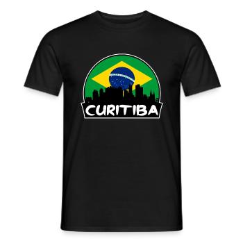 Curitiba Brasilien Flagge Skyline Silhouette Reisen - Männer T-Shirt - Schwarz - Vorne - AI Model Male 178 light (178cm)