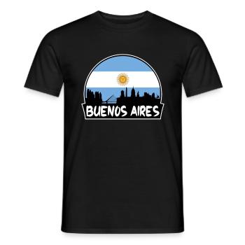 Buenos Aires Argentine Flag Skyline Silhouette Tra - T-shirt homme - noir - Devant - AI Model Male 178 light (178cm)