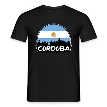 Cordoba Argentine Flag Skyline Silhouette Voyage - T-shirt homme - noir - Devant - AI Model Male 178 light (178cm)