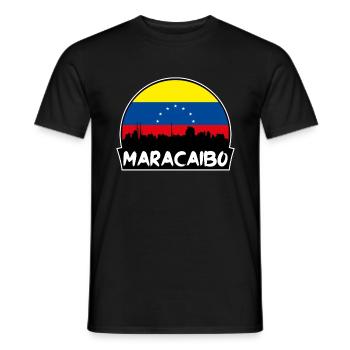 Maracaibo Venezuela Flag Skyline Silhouette Voyage - T-shirt homme - noir - Devant - AI Model Male 178 light (178cm)