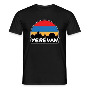 Erevan Arménie Flag Skyline Silhouette Voyage - T-shirt homme - noir - Devant - AI Model Male 178 light (178cm)