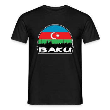 Bakou, Azerbaïdjan, drapeau, Skyline, silhouette, voyage - T-shirt homme - noir - Devant - AI Model Male 178 light (178cm)