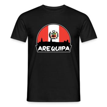 Arequipa Peru Flagge Skyline Silhouette Reisen - Männer T-Shirt - Schwarz - Vorne - AI Model Male 178 light (178cm)