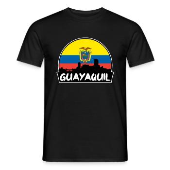 Guayaquil Equador Flag Skyline Silhouette Voyage - T-shirt homme - noir - Devant - AI Model Male 178 light (178cm)