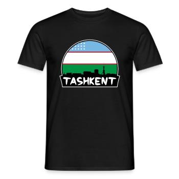 Tachkent Ouzbékistan Flag Skyline Silhouette Voyage - T-shirt homme - noir - Devant - AI Model Male 178 light (178cm)