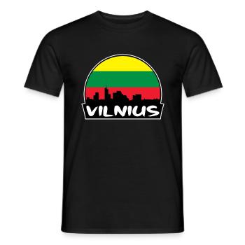 Vilnius Lituanie Flag Skyline Silhouette Voyage - T-shirt homme - noir - Devant - AI Model Male 178 light (178cm)