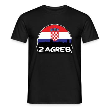 Zagreb Croatie Flag Skyline Silhouette Voyage - T-shirt homme - noir - Devant - AI Model Male 178 light (178cm)