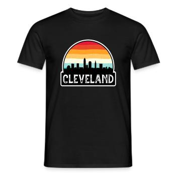 Cleveland Ohio USA Flag Skyline Travel Souvenir - Men's T-Shirt - black - Front - AI Model Male 178 light (178cm)