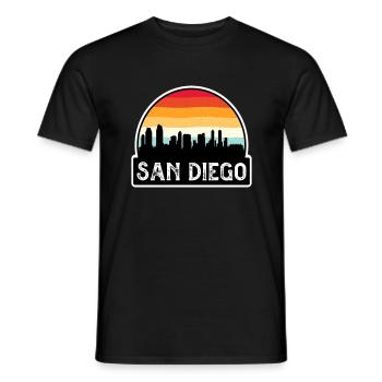 San Diego, Californie, États-Unis, Drapeau, Skyline, Souve de voyage - T-shirt homme - noir - Devant - AI Model Male 178 light (178cm)