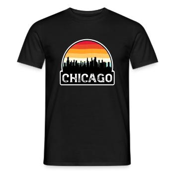 Chicago Illinois États-Unis drapeau Skyline voyage souvenir - T-shirt homme - noir - Devant - AI Model Male 178 light (178cm)