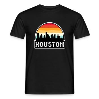 Houston Texas USA Flag Skyline Travel Souvenir - Men's T-Shirt - black - Front - AI Model Male 178 light (178cm)