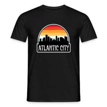Atlantic City New Jersey États-Unis Flag Skyline Voyage S - T-shirt homme - noir - Devant - AI Model Male 178 light (178cm)